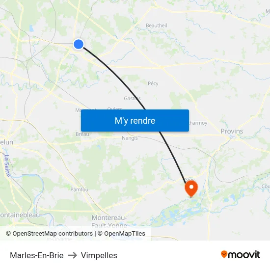 Marles-En-Brie to Vimpelles map