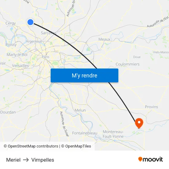 Meriel to Vimpelles map