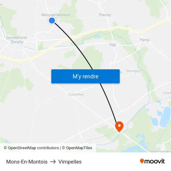 Mons-En-Montois to Vimpelles map