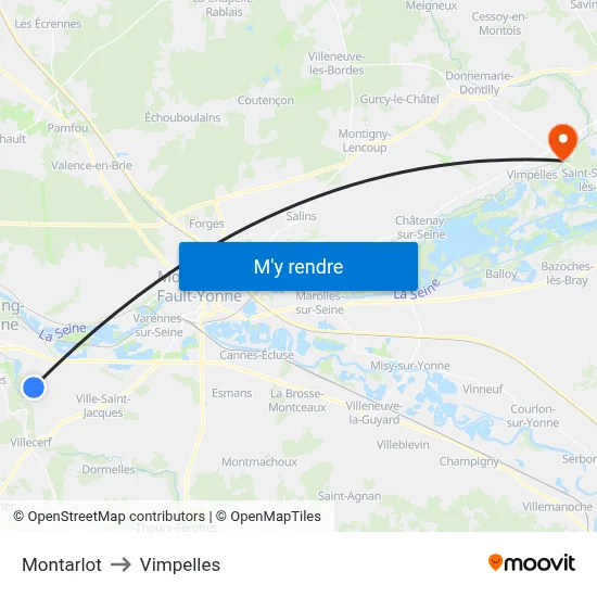 Montarlot to Vimpelles map