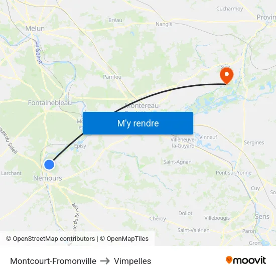 Montcourt-Fromonville to Vimpelles map