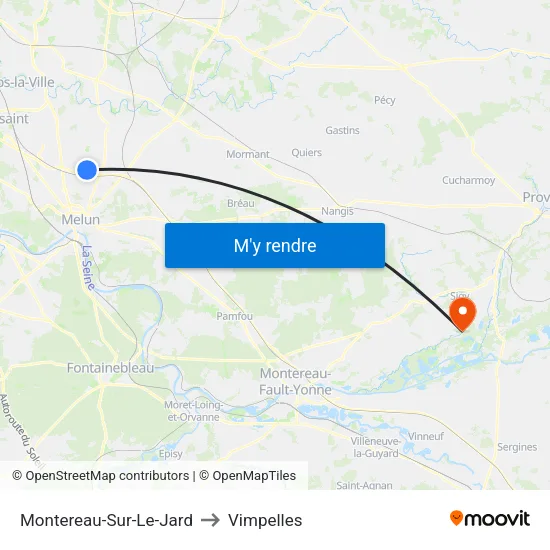 Montereau-Sur-Le-Jard to Vimpelles map