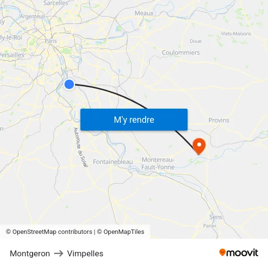Montgeron to Vimpelles map