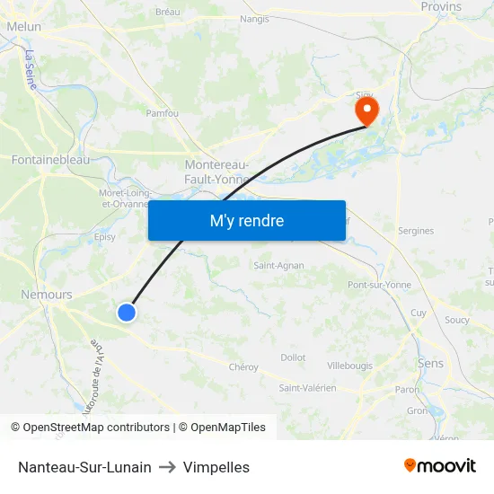 Nanteau-Sur-Lunain to Vimpelles map