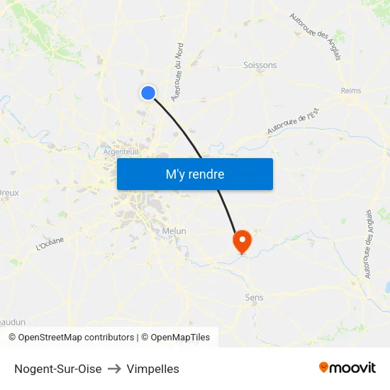 Nogent-Sur-Oise to Vimpelles map