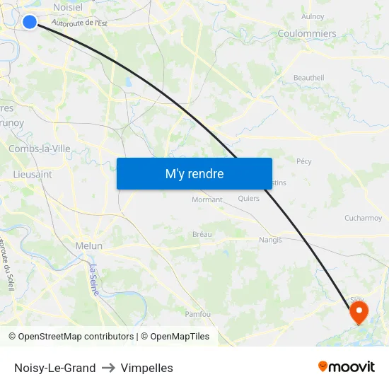 Noisy-Le-Grand to Vimpelles map
