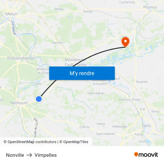 Nonville to Vimpelles map