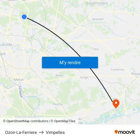 Ozoir-La-Ferriere to Vimpelles map