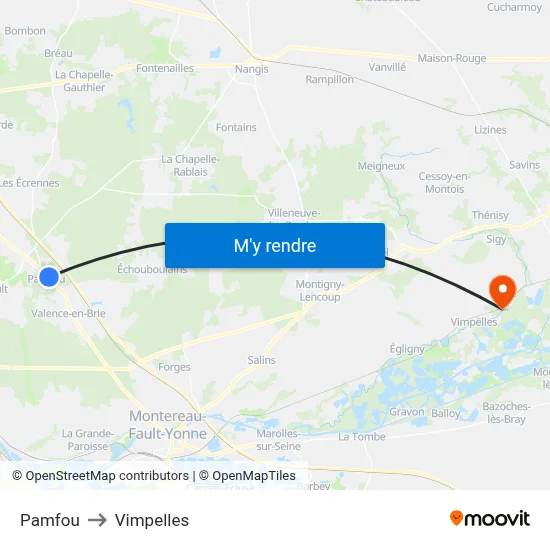 Pamfou to Vimpelles map