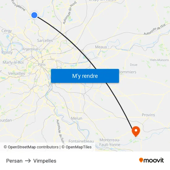 Persan to Vimpelles map
