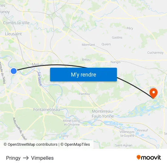 Pringy to Vimpelles map