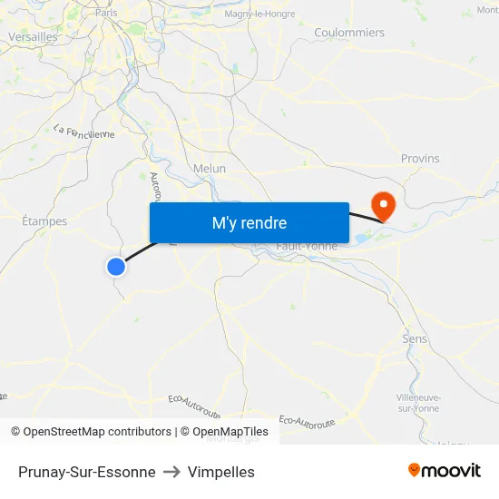 Prunay-Sur-Essonne to Vimpelles map