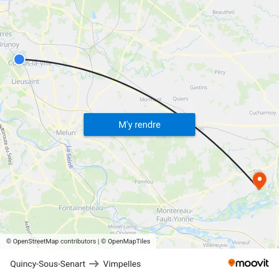 Quincy-Sous-Senart to Vimpelles map