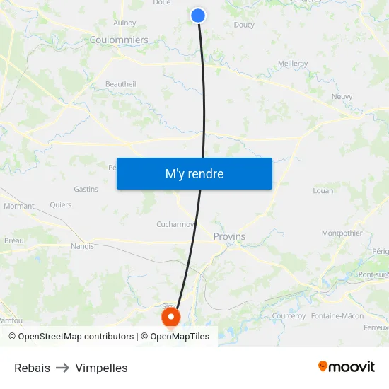 Rebais to Vimpelles map