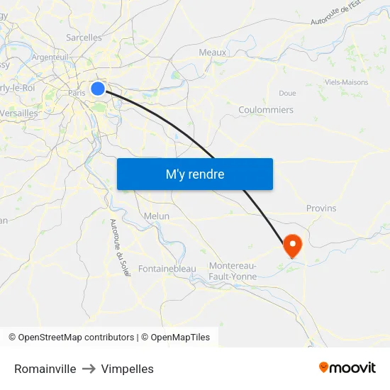 Romainville to Vimpelles map