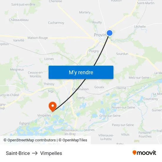 Saint-Brice to Vimpelles map