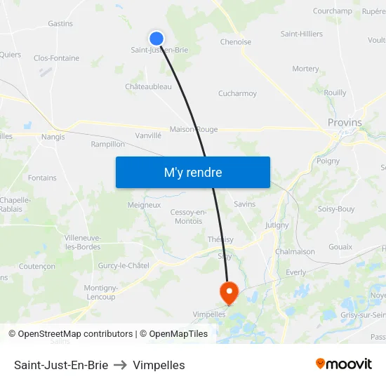 Saint-Just-En-Brie to Vimpelles map