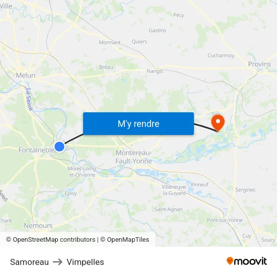Samoreau to Vimpelles map