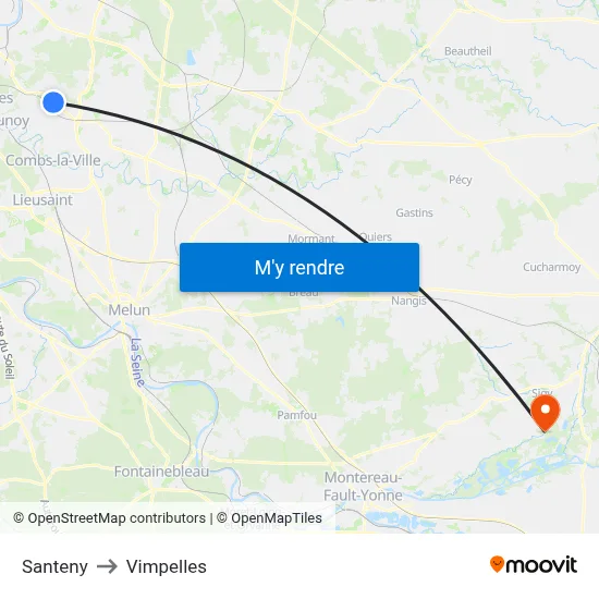 Santeny to Vimpelles map