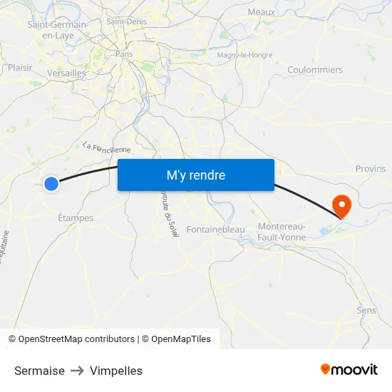 Sermaise to Vimpelles map