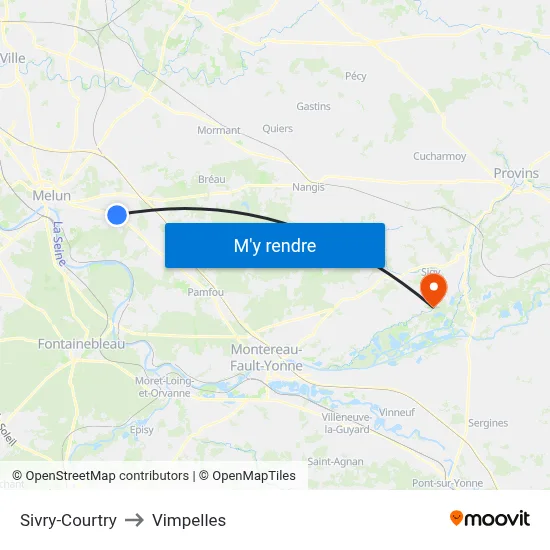 Sivry-Courtry to Vimpelles map