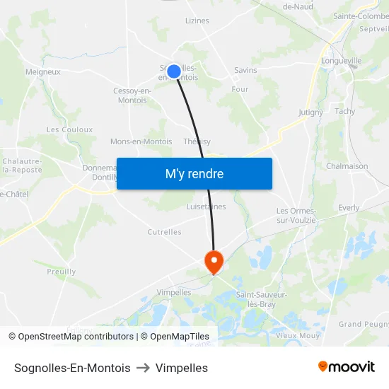 Sognolles-En-Montois to Vimpelles map