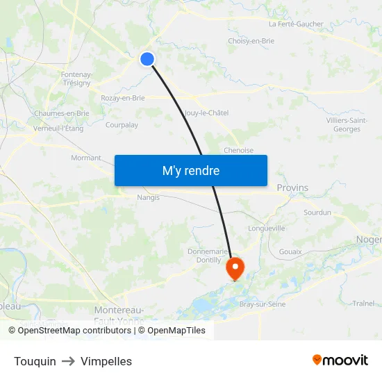 Touquin to Vimpelles map