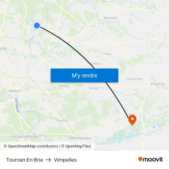 Tournan-En-Brie to Vimpelles map