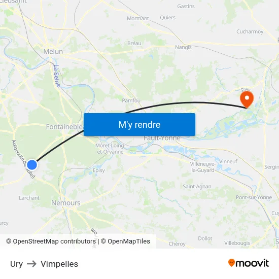 Ury to Vimpelles map