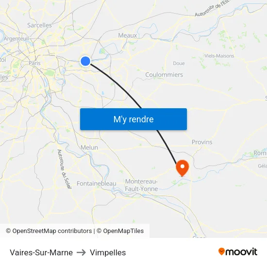 Vaires-Sur-Marne to Vimpelles map