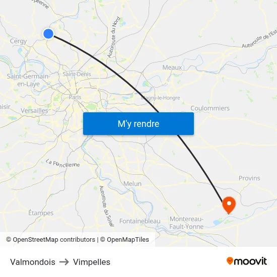 Valmondois to Vimpelles map