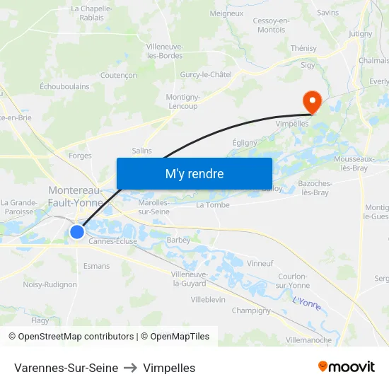 Varennes-Sur-Seine to Vimpelles map