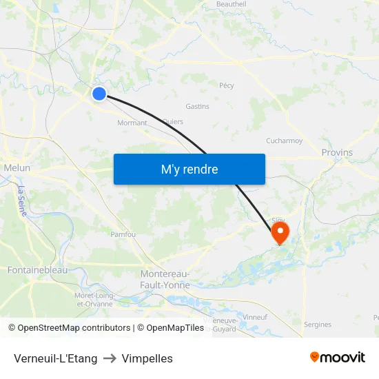 Verneuil-L'Etang to Vimpelles map