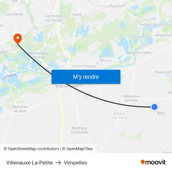 Villenauxe-La-Petite to Vimpelles map