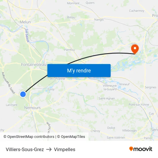 Villiers-Sous-Grez to Vimpelles map