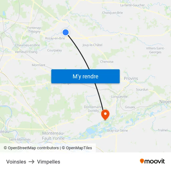 Voinsles to Vimpelles map