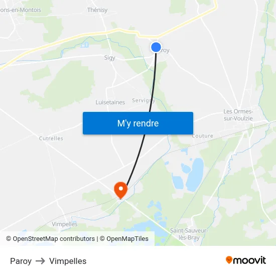 Paroy to Vimpelles map