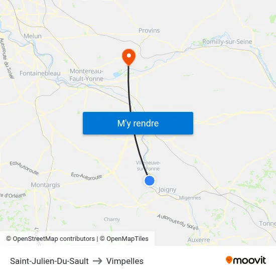 Saint-Julien-Du-Sault to Vimpelles map