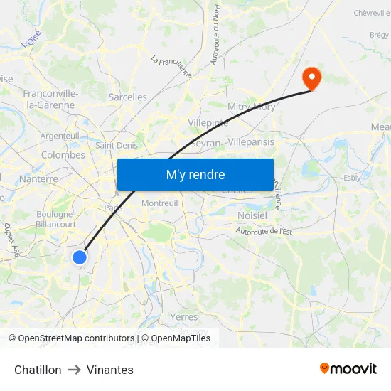 Chatillon to Vinantes map