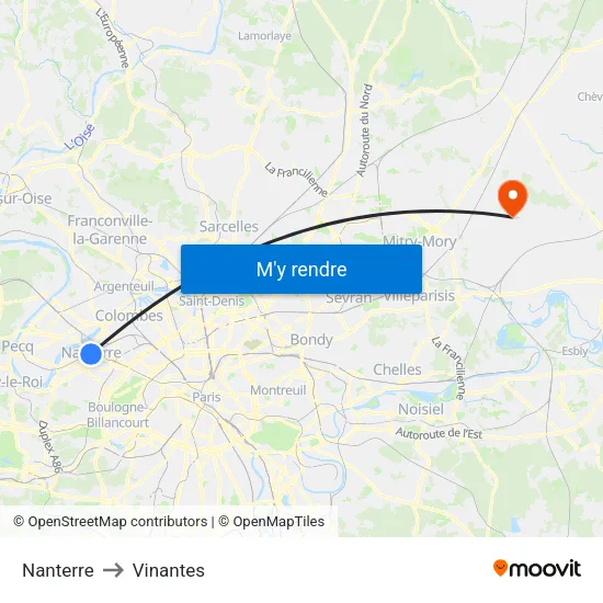 Nanterre to Vinantes map