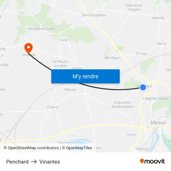 Penchard to Vinantes map