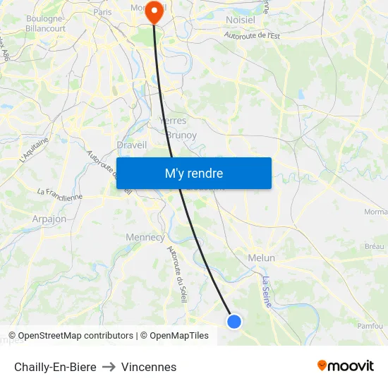 Chailly-En-Biere to Vincennes map