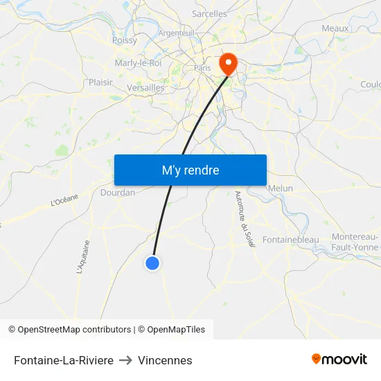 Fontaine-La-Riviere to Vincennes map