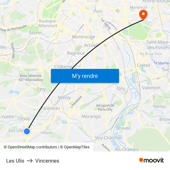 Les Ulis to Vincennes map