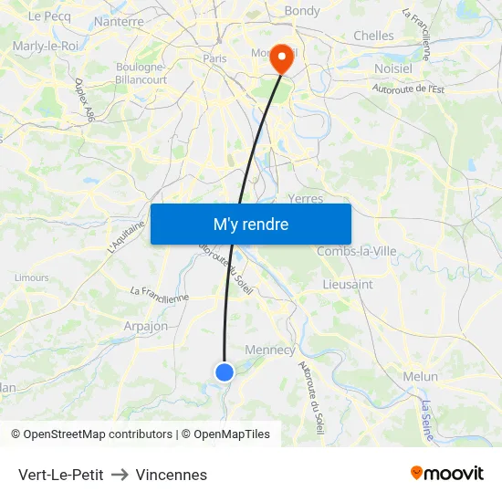 Vert-Le-Petit to Vincennes map