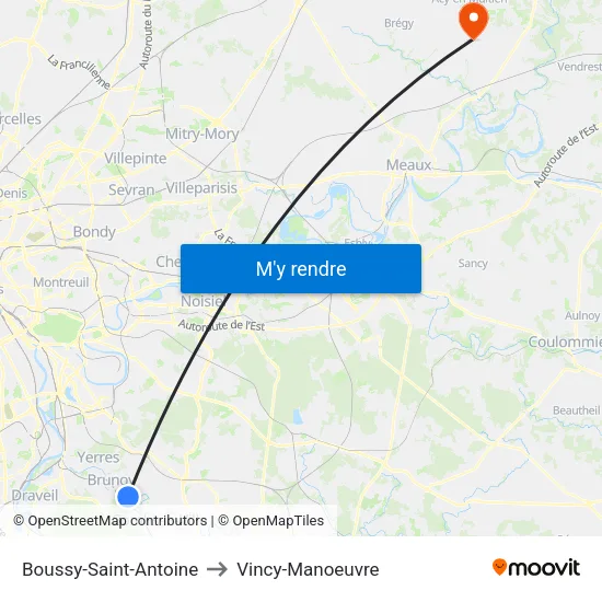 Boussy-Saint-Antoine to Vincy-Manoeuvre map