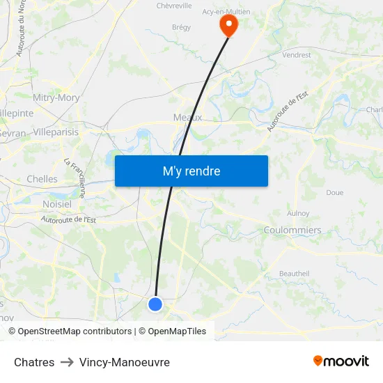 Chatres to Vincy-Manoeuvre map