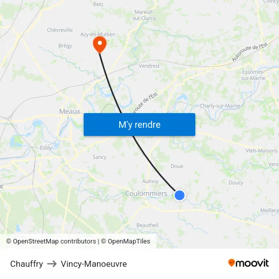 Chauffry to Vincy-Manoeuvre map