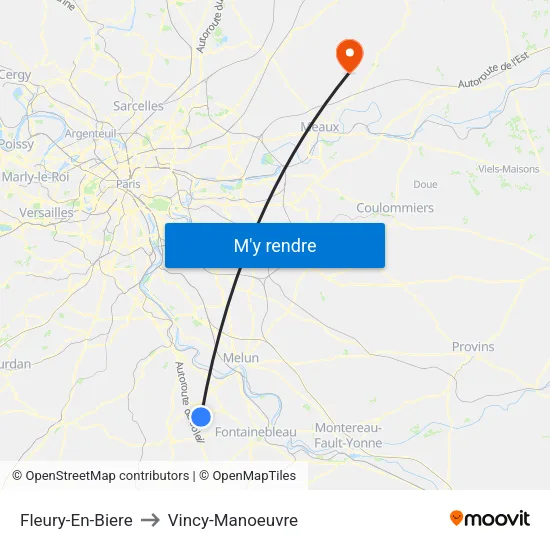 Fleury-En-Biere to Vincy-Manoeuvre map