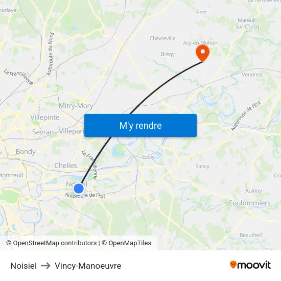 Noisiel to Vincy-Manoeuvre map